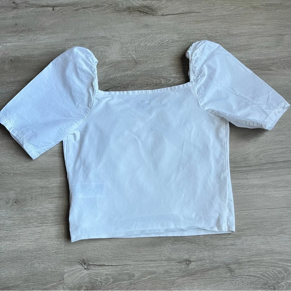 Anthropologie Wrap Top‎ Womens XS White Puff Sleeve Shirt